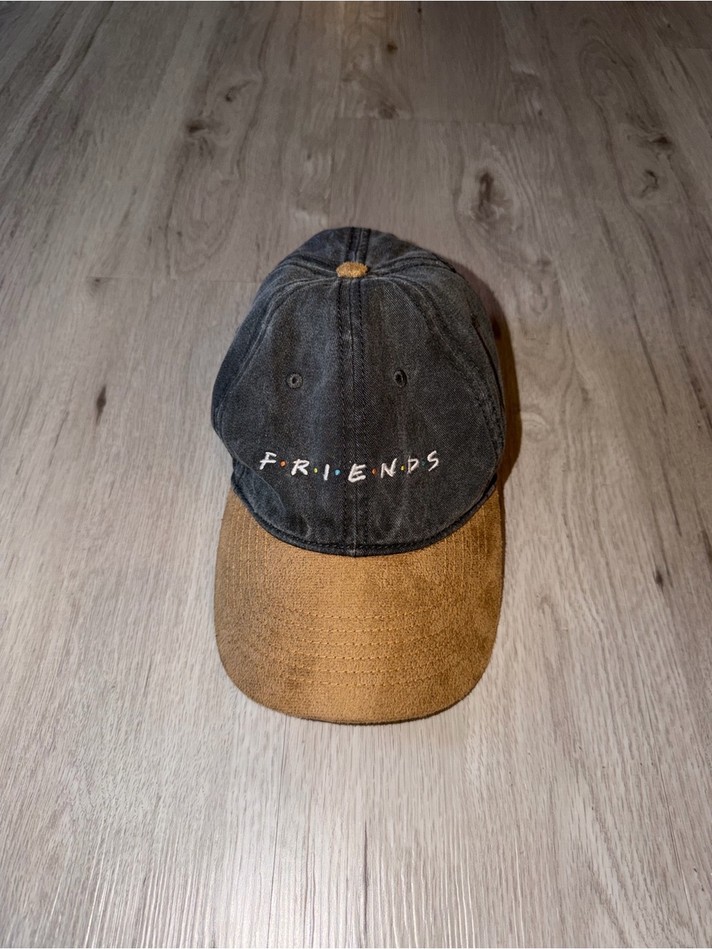 Friends Embroidered Two-Tone Baseball Cap - Grey & Brown